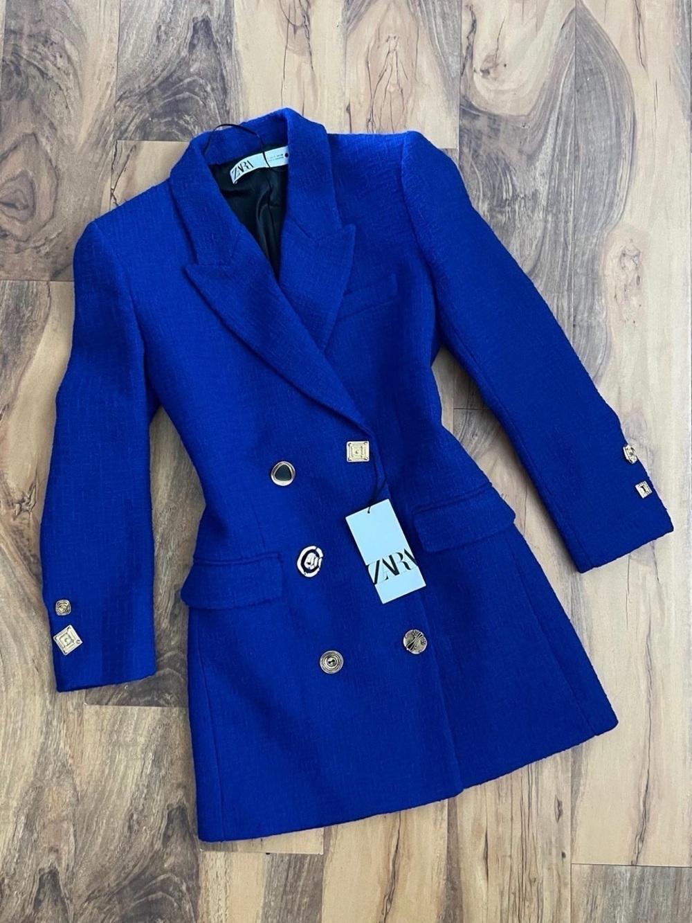 Zara Cobalt Blue Double-Breasted Blazer Jacket